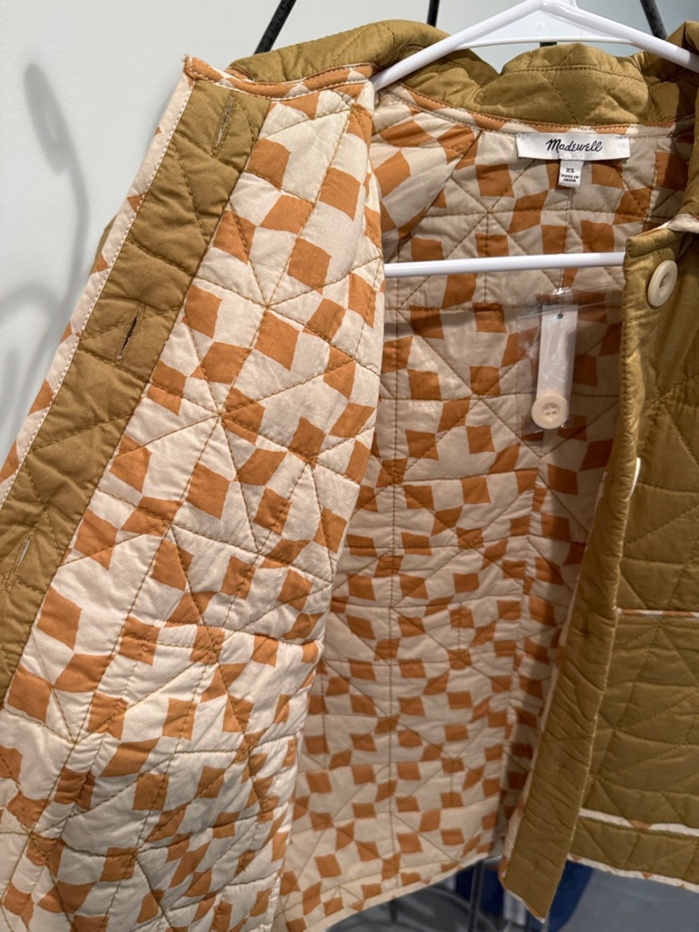 Madewell Quilted Golden Mustard Jacket with Patterned Lining - Picture 2 of 4